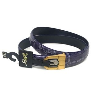 NWT Purple Leather Crocodile Print Belt Sz 40